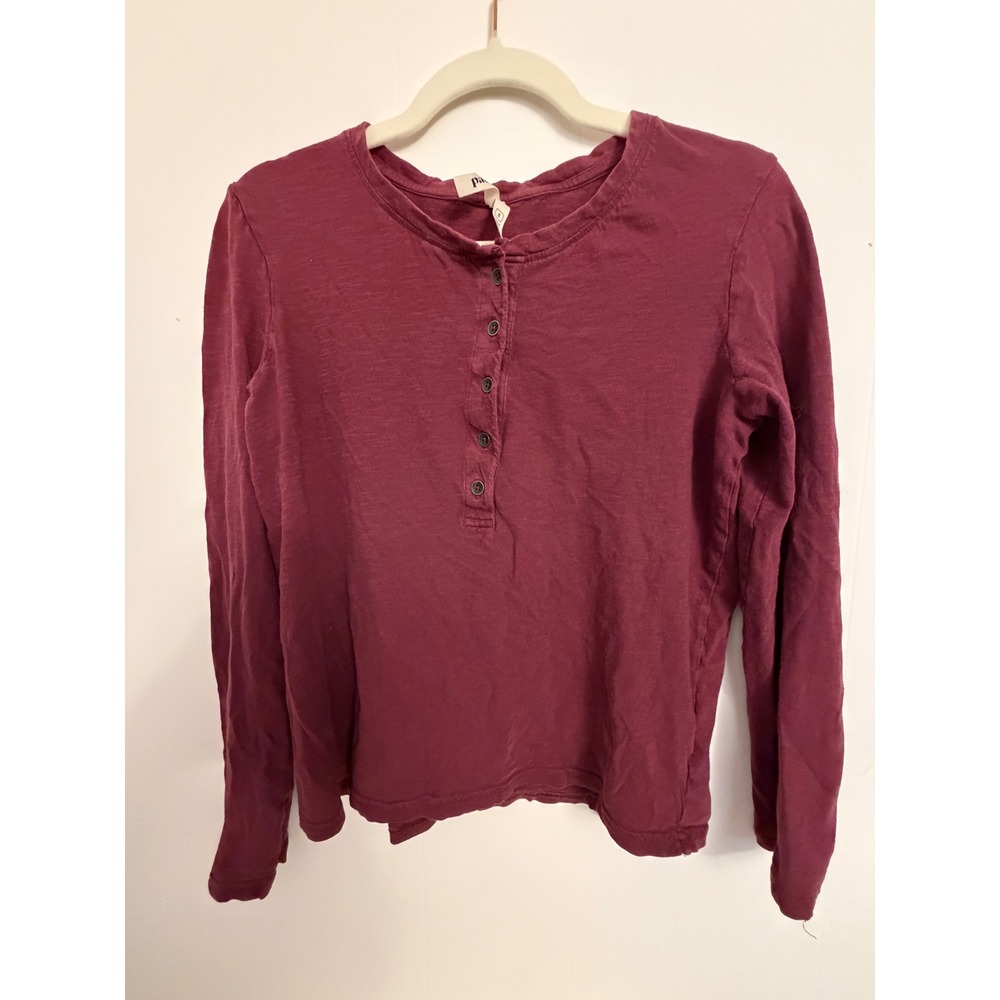 Pact Henley Top Womens Small Burgundy Excellent Organic Cotton Long Sleeve